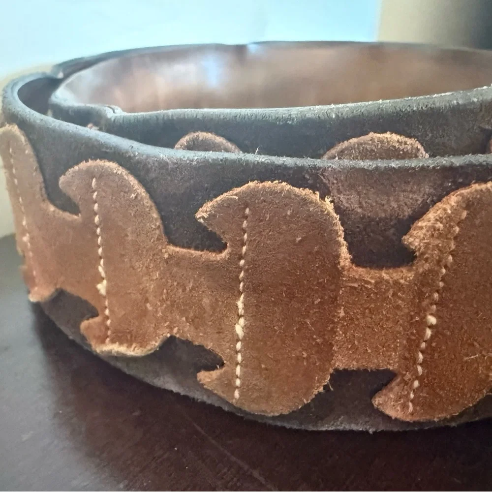 VTG CANTERBURY Brown Leather w/ Suede Crafted Brass Buckle Men's Belt 38